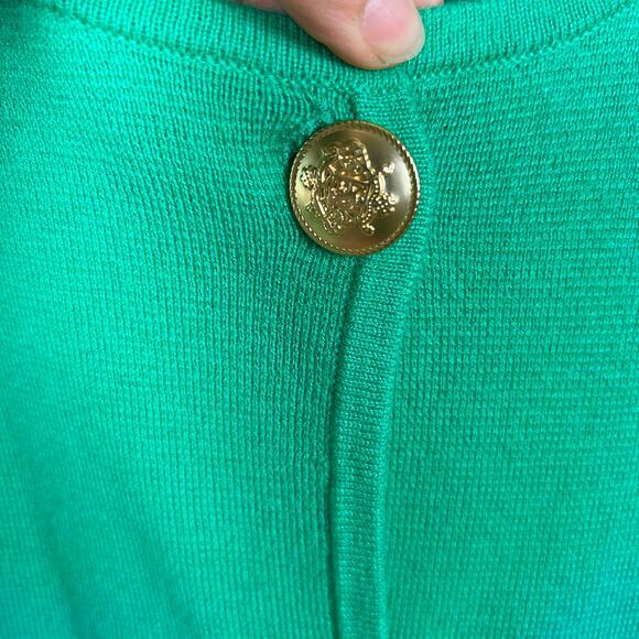 J. Crew sweater cardigan medium kelly green gold buttons academia old money wool - Picture 4 of 11